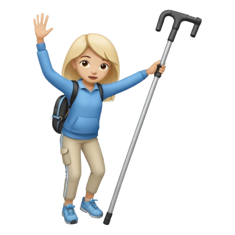 Girl dabbing with crutches on sticker