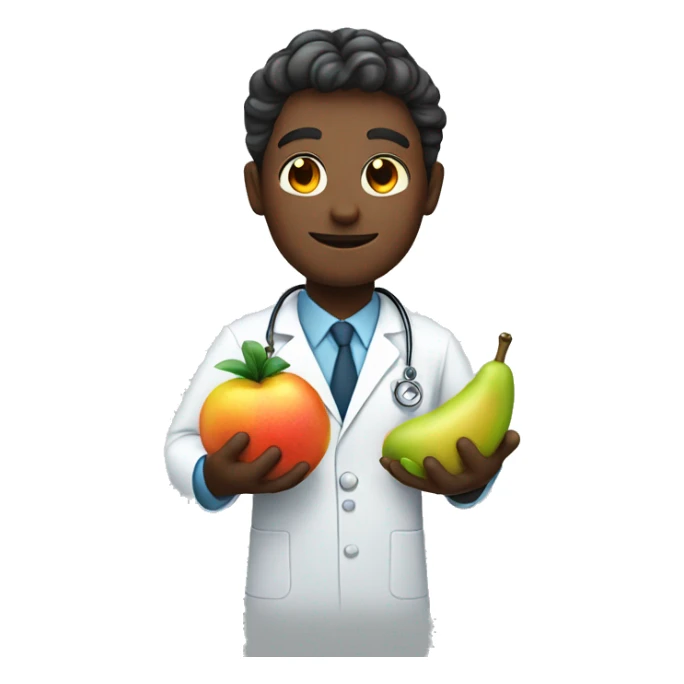 doctor holding a fruit in his hands sticker