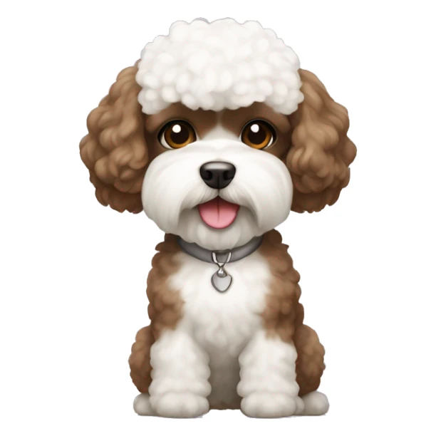 brown with a mix of white shih-tsu poodle portrait sticker