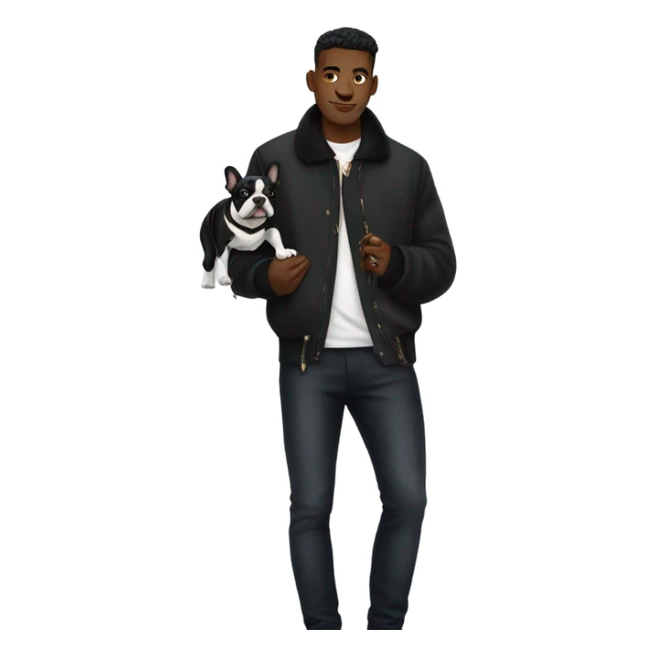 Guy with drip holding a black French bulldog  sticker