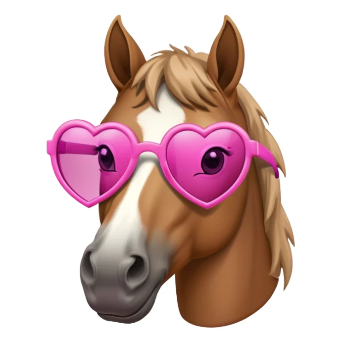 horse with pink heart sunglasses sticker