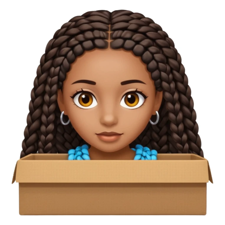 Tan skin girl dark hair with small box braids  sticker