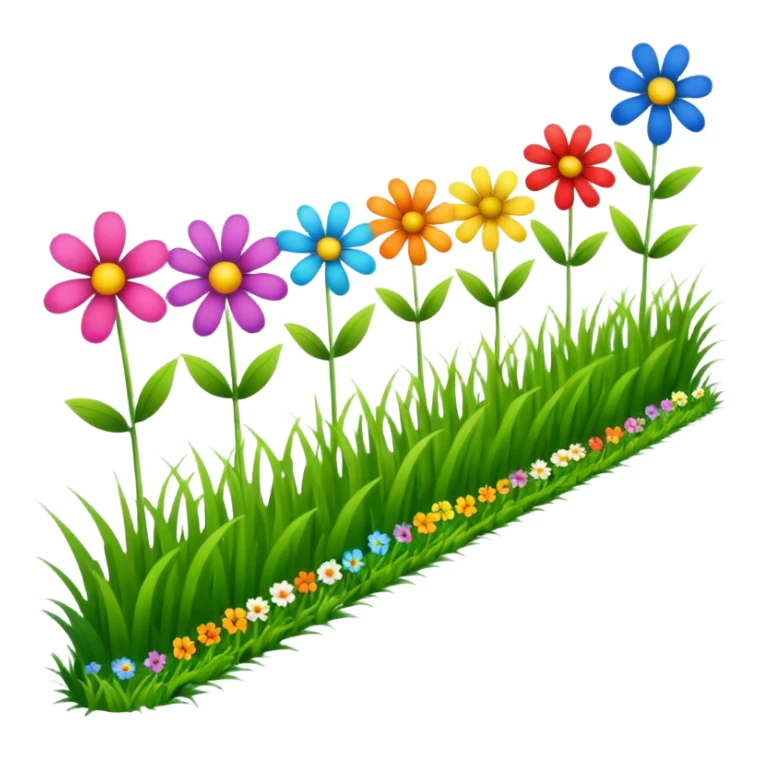 a row of flowers and grass extended far in a stright line sticker