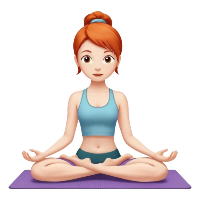 Red headed girl doing a yoga pose on a yoga mat sticker