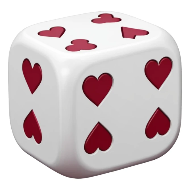 two dices in with burgundy red heart details sticker