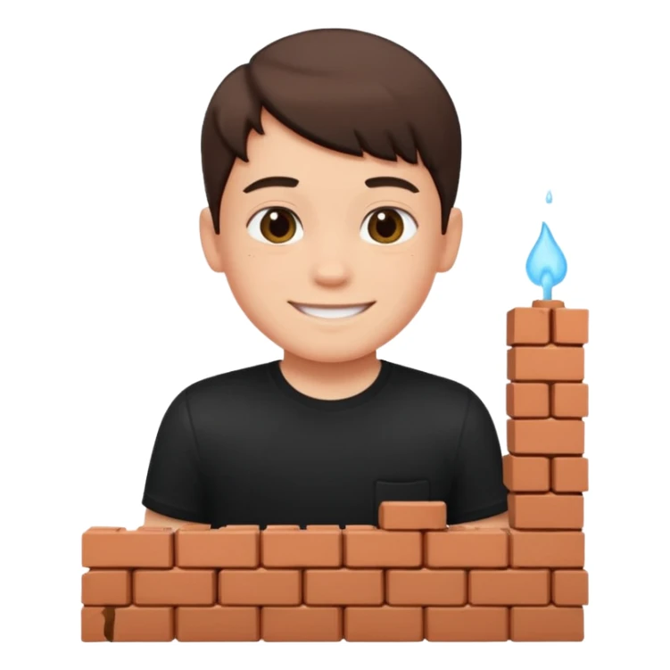 smiling boy in black shirt shitting bricks  sticker
