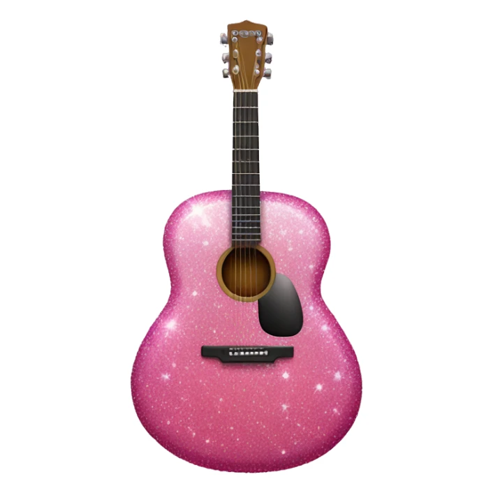 a very sparkly pink acoustic guitar standing straight up sticker