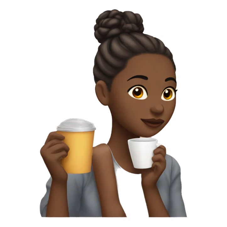 girl sipping tea hair in bun sticker
