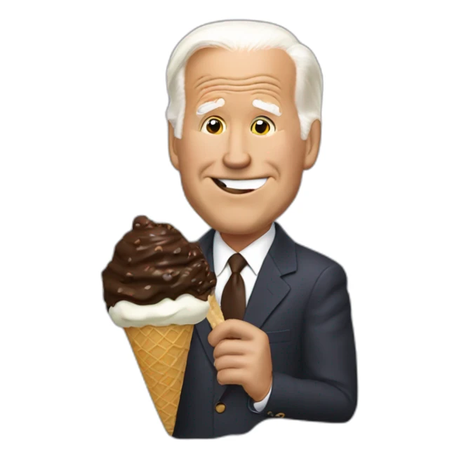 Joe Biden eating chocolate chocolate chip ice cream  sticker