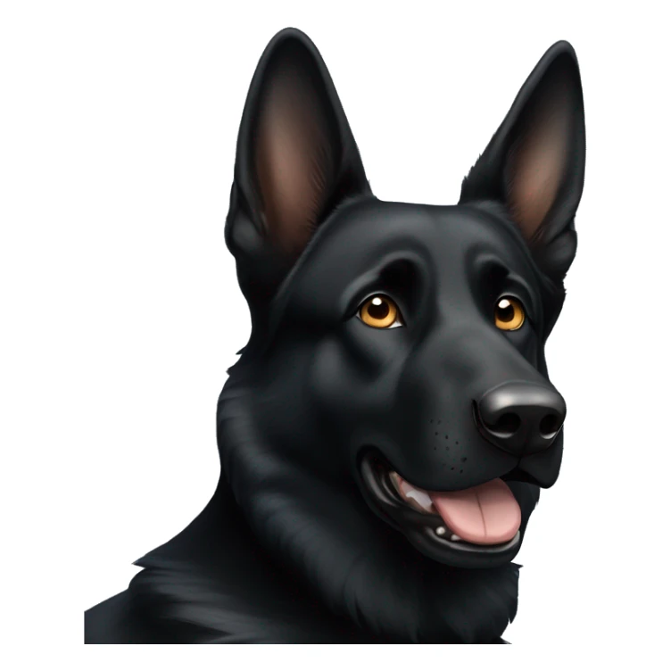 Black German shepherd with one brown eye and one blue eye tilting head  sticker