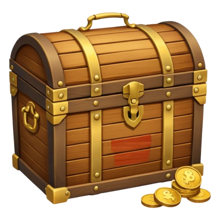 wooden brown treasure chest filled with coins pack in gradient sticker