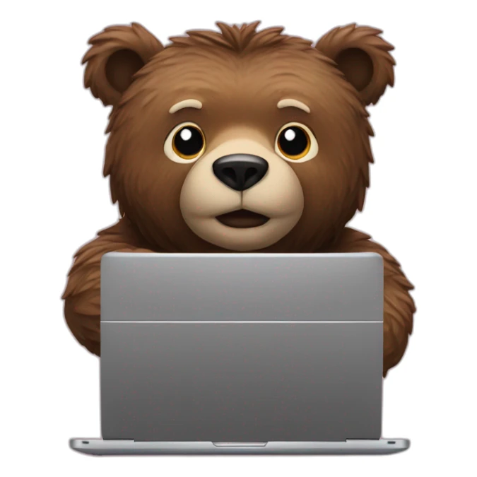 bear chain in screen of laptop sticker