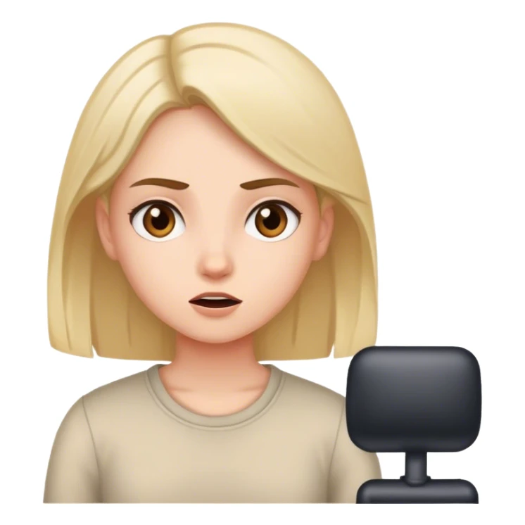 Girl speaking in her room for acting class she’s practicing with attitude  sticker