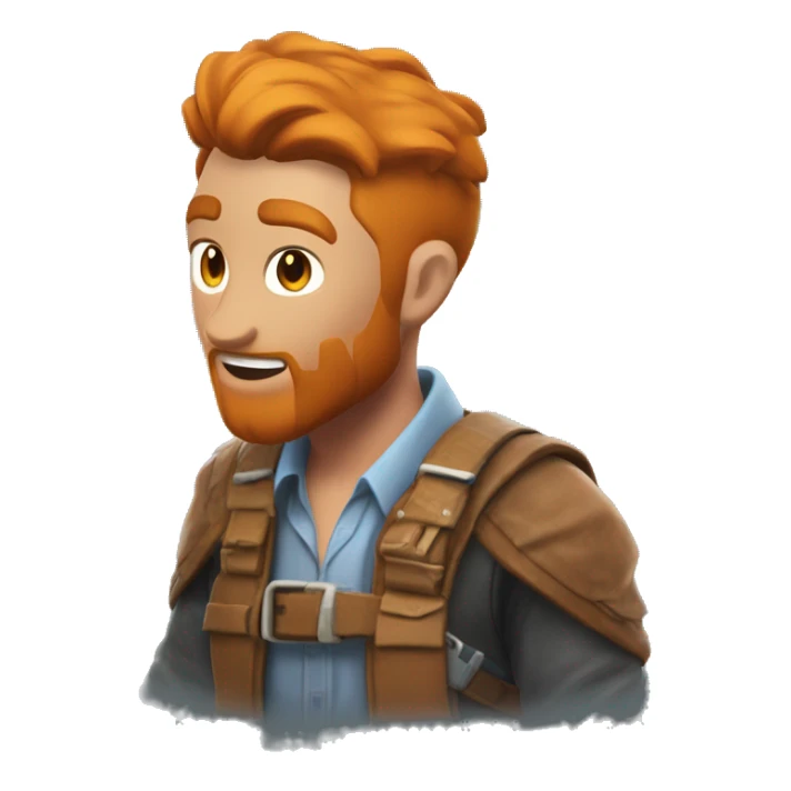 un homme roux qui joue a fortnit sticker