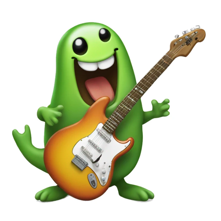 Happy slimy slug playing electric guitar sticker