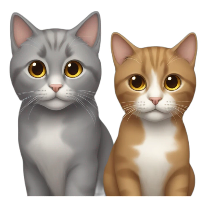 two cats, one brown long hair and one gray short hair sticker