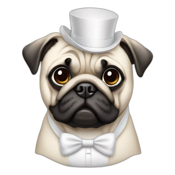 pug dressed up in white dress clothes sticker