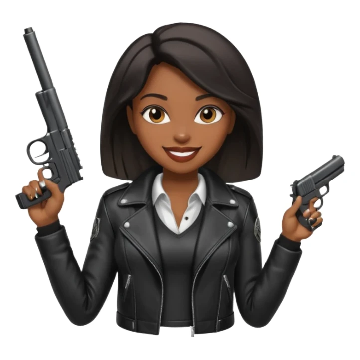 A sexy black female gangster with a gun sticker