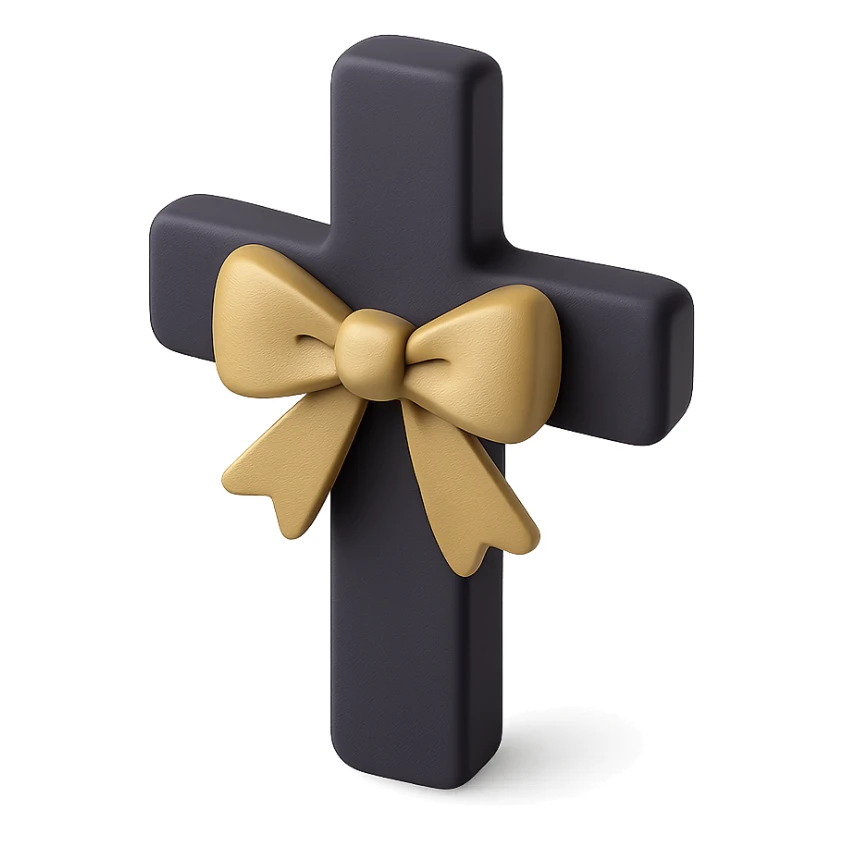 Purple bow with cross sticker