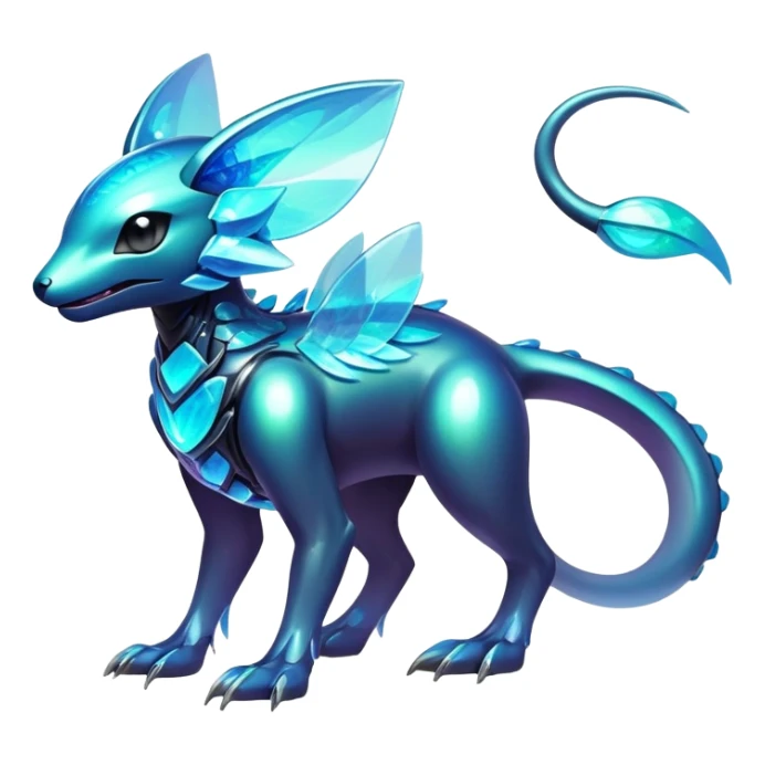  Epic Shiny sparkly transparent bioluminescent luminescent vibrant bright pastel dark exotic iridescent colorful gradients futuristic modern metallic glossy glittery fantasy-cyber-Protogen-Fakémon-Pokémon-Vernid-creature sticker