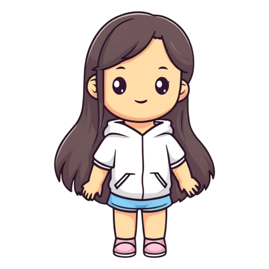 A girl has long hair black sticker