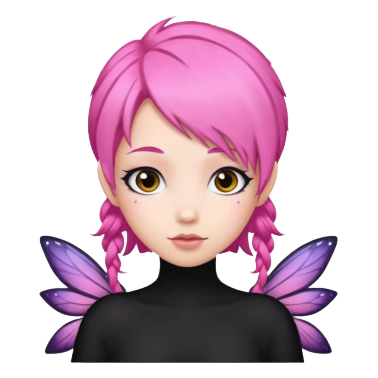 Fairy pink black hair pretty sticker