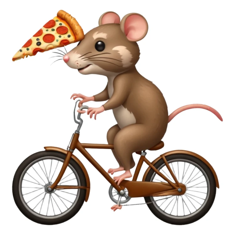 rat stealing pizza on a bike, 4 legs sticker