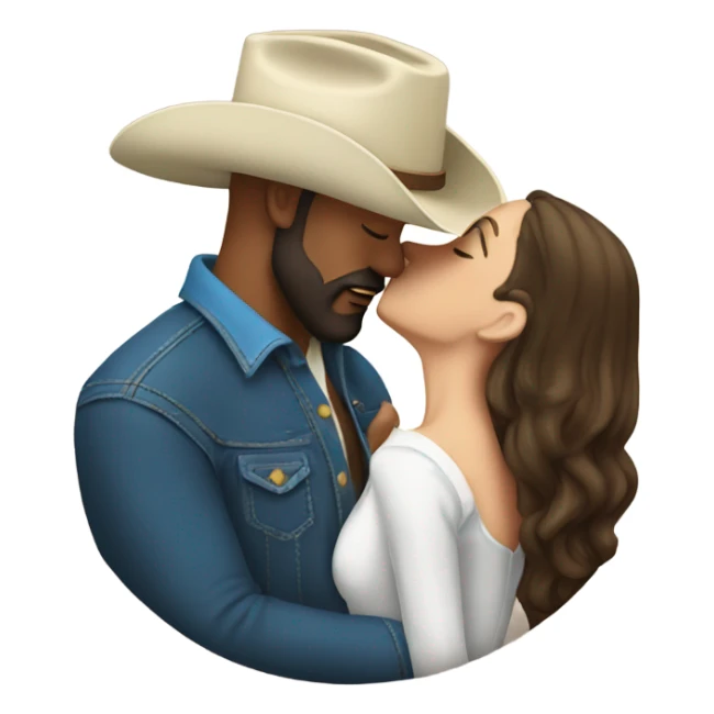 Tall bald bearded cowboy kissing brunette  sticker