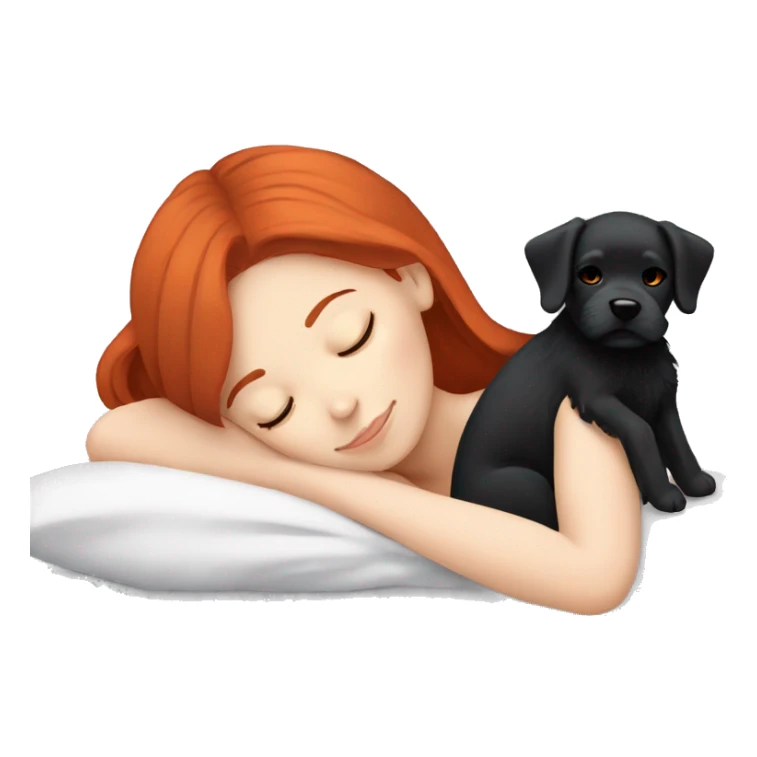 Red hair girl sleep with her maltese black dog sticker