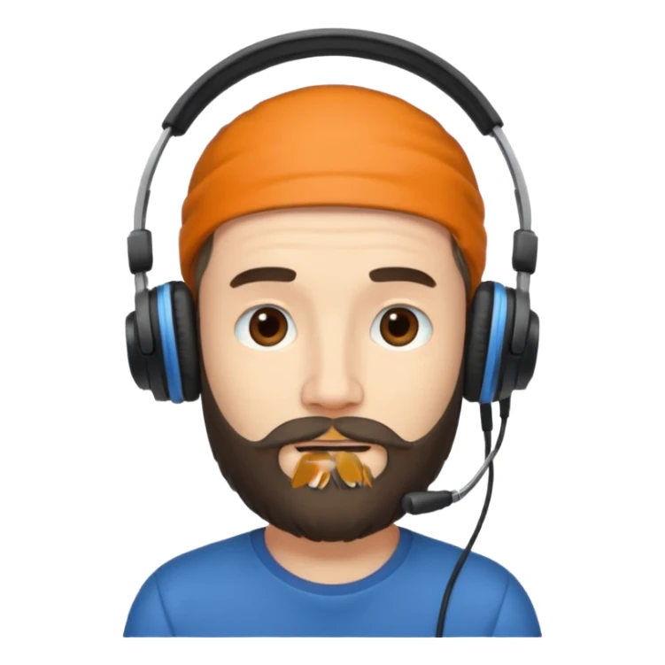 create a Men with Beard and Headphones and some hairs on his head sticker