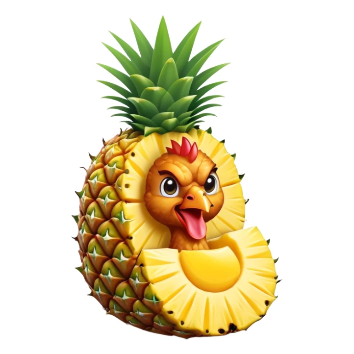 General tso chicken inside of half a cut open hollow pineapple  sticker
