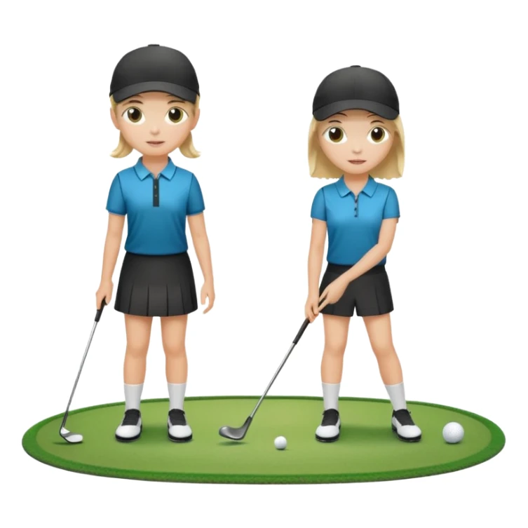 Girl and boy practicing at chipping green sticker