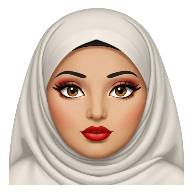 big plus size, arab, veil, baddie,pretty, makeup, bright red lipgloss, black eyeliner, sticker