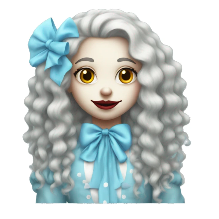 Pretty sky blue clown girl long hair  sticker