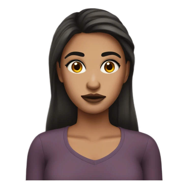 a girl with bad makeup brunnete hair and really thick eyebrows sticker