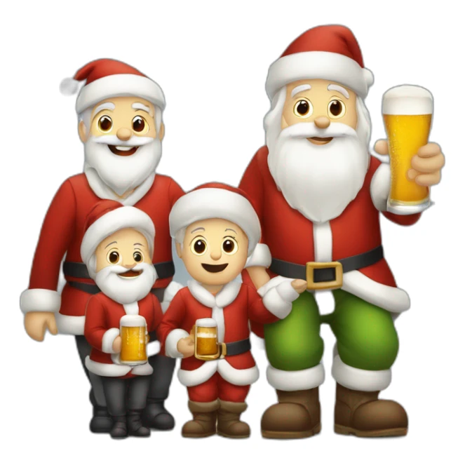 Père Noël qui boit de la bière avec des enfants sticker