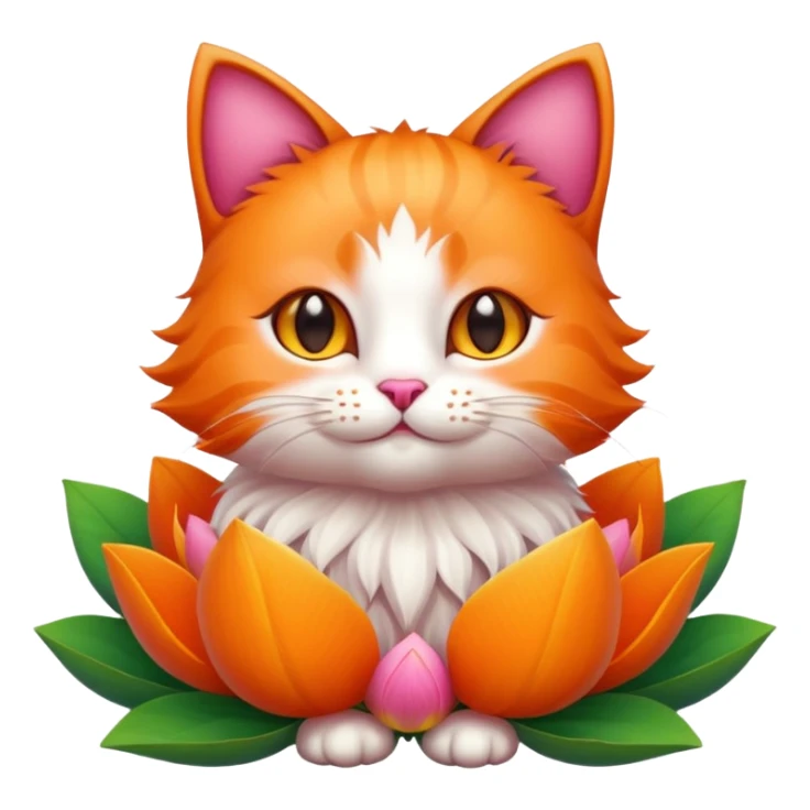 Chinese cat with surrounding lotus flower sticker