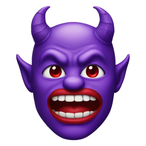 Purple Devil male with red kiss lips sticker