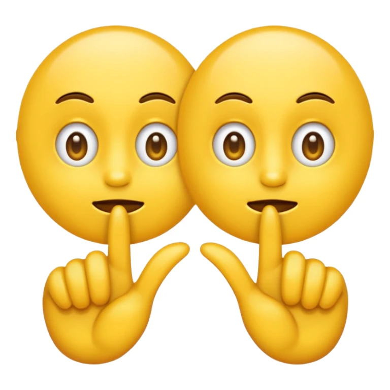 yellow emoji with begging eyes and two finger pointing at one another finger sticker
