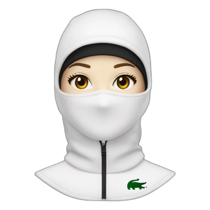 white girl lacoste balaclava black with lacoste sticker