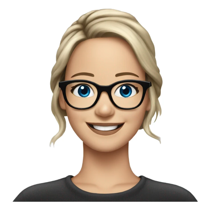 Brunette Jennifer Lawrence wearing black glasses and blue eyes happy  sticker