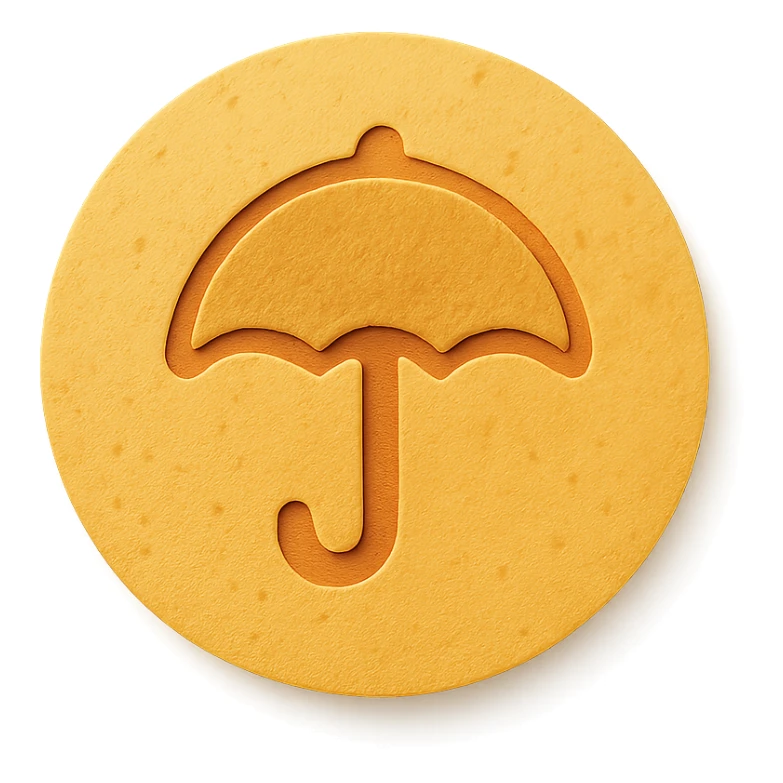 paper craft style dalgona candy with umbrella shape, inspired by Squid Game sticker