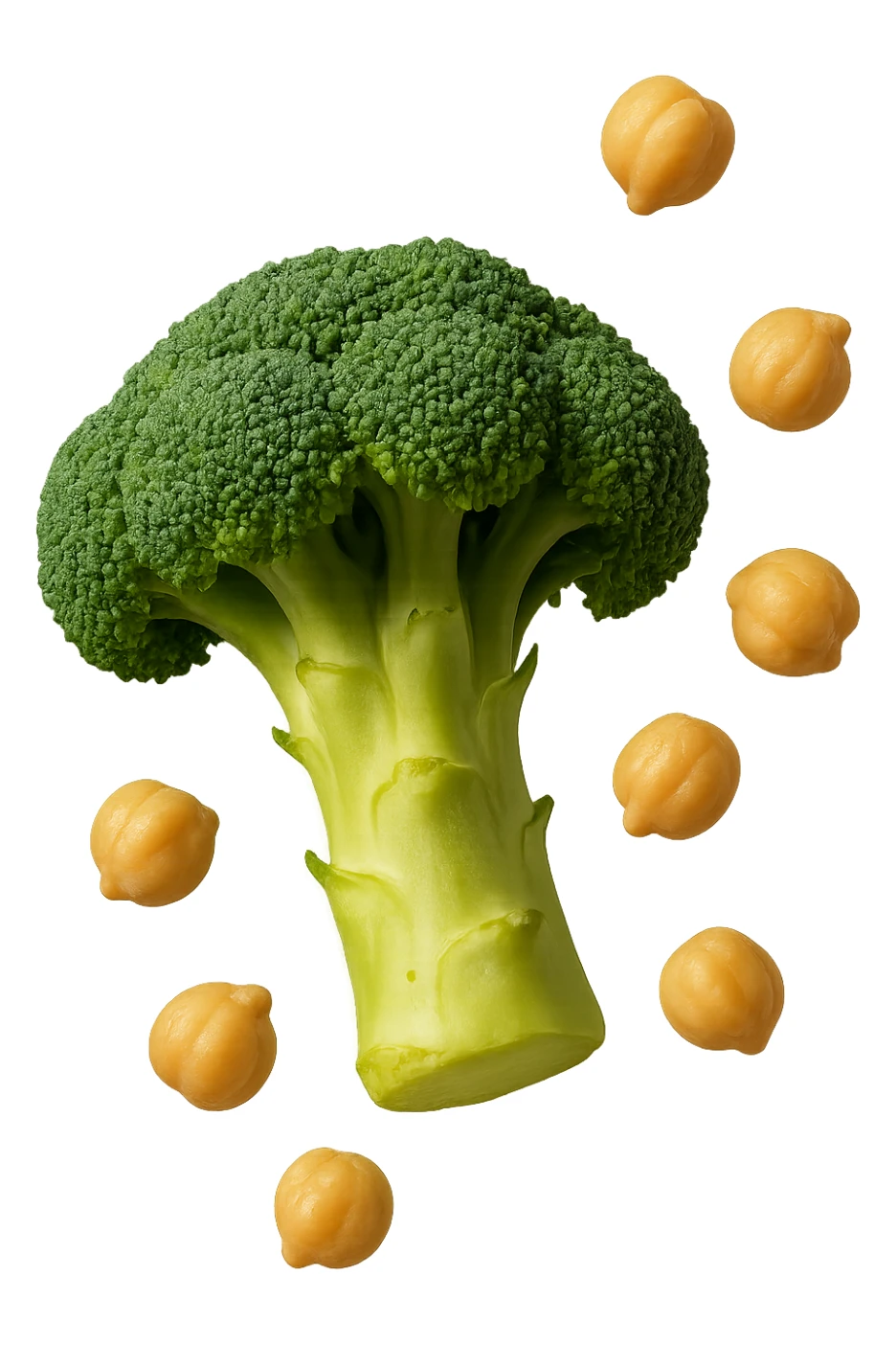 SU QUESTO STILE FAI  broccoli e ceci che fluttuano in aria, FALLO MOLTO REALISTICO IN 3D sticker