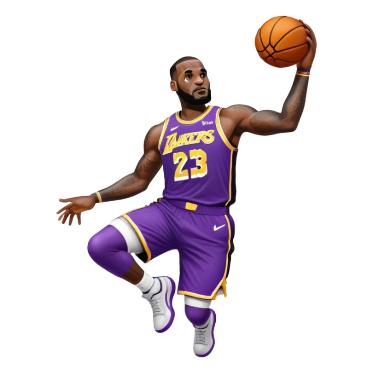 LeBron James basketball player in Lakers jersey dunking sticker