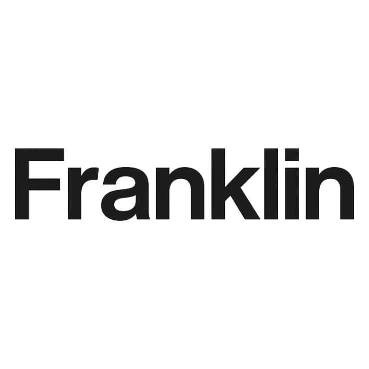 'Franklin' word mark, title case, modern Helvetica-style, startup branding, black sticker