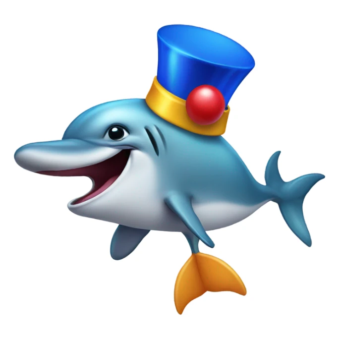 Dolphin with a clown hat and sign sticker