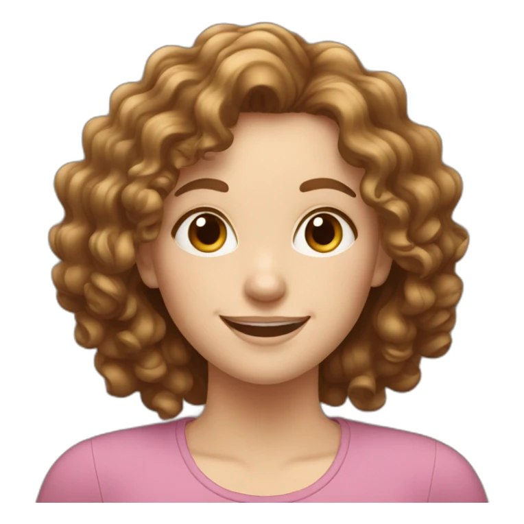 happy white girl with brown curly hair  sticker