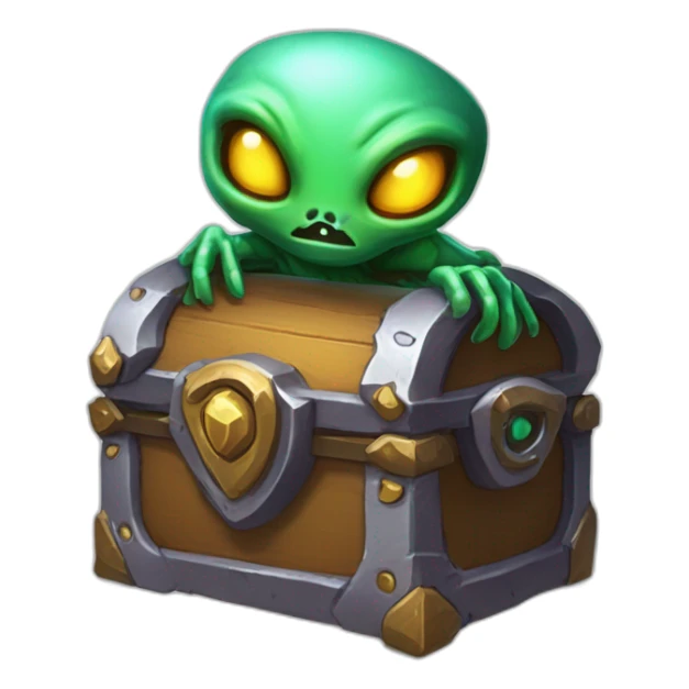 alien corrupted chest futuristic roguelike rpg style inspired by hearthstone sticker