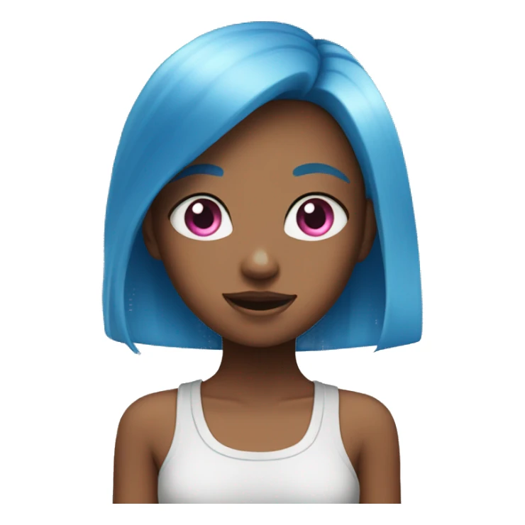 A girl with blue hair and pink eyes sticker