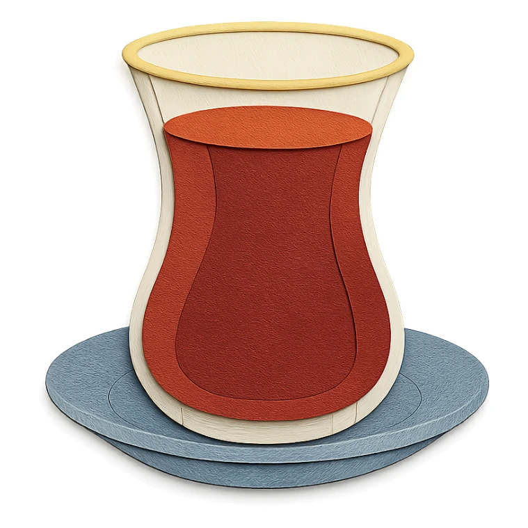 çay in a tulip glass with layered paper look sticker